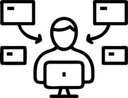 Employee struggling with multiple screens Set A2 vector