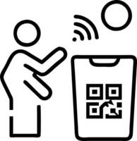 Employee scanning QR code on recycling bin with smartphone for tracking Set A2 vector