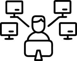 Employee struggling with multiple screens Set A4 vector