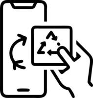 Employee scanning packaging for recyclability using a smartphone app Set A vector