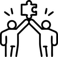 Diverse team high fiving after completing puzzle in open workspace copy space below vector