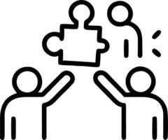 Diverse team solving puzzle with candid expressions in modern office copy space below Set 2 vector