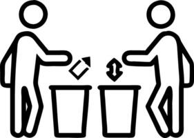 Diverse office team sorting paper waste and plastic bottles into recycling bins Set A vector