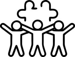 Diverse team celebrating puzzle success with group hug candid photo copy space below vector