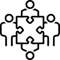 Diverse team assembling puzzle pieces around a table in a conference room copy space below vector