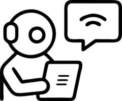 Developer testing AI driven chatbot on tablet with digital assistant icon Set A vector