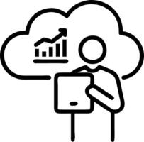 Data scientist analyzing cloud based data on a digital tablet in high tech office Set A vector