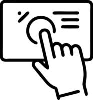 Customer engaging in digital product experience with interactive touchscreen in retail store Set A vector