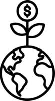Coins forming a globe with green tree overlay and copy space Set A2 vector