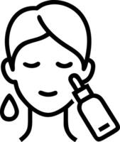 Close up of woman using face serum with soft abstract background copy space on right Set A vector