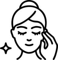 Close up of woman using eye cream with bokeh background copy space below Set A vector