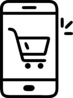 Close up of virtual shopping cart icon on mobile screen with glowing effect Set A vector