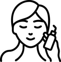 Close up of woman using face serum with soft abstract background copy space on right Set A2 vector