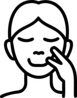 Close up of woman applying face mask with soft abstract background copy space below Set A vector