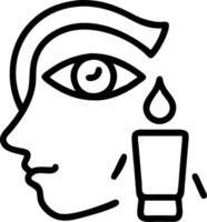 Close up of woman applying eye cream with macro lens copy space on right Set A vector