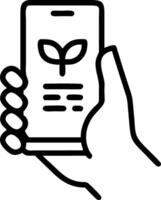 Close up of smartphone displaying farming app in field Set A vector