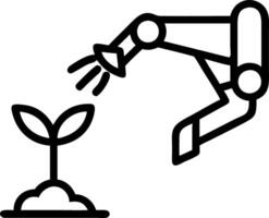 Close up of robotic hand tending to plants in greenhouse Set A vector
