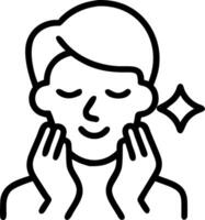 Close up of man using face wash with soft abstract elements copy space below Set A vector