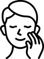 Close up of man using face toner with bokeh background copy space below Set A vector