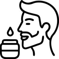 Close up of man using beard balm with soft abstract background copy space on right Set A vector