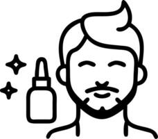 Close up of man using beard oil with bokeh lights copy space on right vector