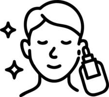 Close up of man using face serum with bokeh lights copy space below Set A vector