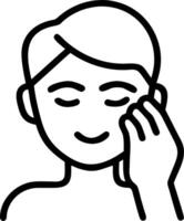 Close up of man using face moisturizer with soft abstract background copy space below Set A vector