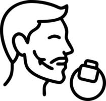 Close up of man using beard balm with soft abstract background copy space on right Set A2 vector