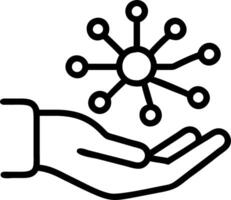 Close up of human hand holding glowing digital network and copy space Set A vector