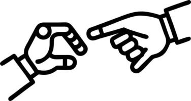 Close up of human and robotic hands exchanging tool Set A vector