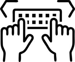 Close up of hands typing on futuristic keyboard with holograms copy space below Set A vector