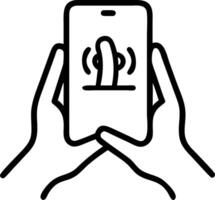 Close up of hands holding smartphone with meditation app Set 2 vector