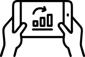 Close up of hands holding tablet with energy saving metrics symbolizing data in recycling Set A2 vector