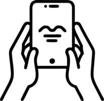 Close up of hands holding smartphone with meditation app vector