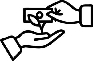 Close up of hands exchanging a green leaf instead of money with copy space Set A vector
