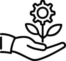 Close up of hands holding a plant growing from industrial gears Set 2 vector