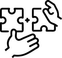 Close up of hands assembling a complex puzzle vector