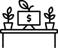 Close up of green investment portfolio on eco friendly desk setup with plants Set A vector