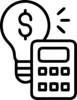 Close up of green lightbulb icon on calculator representing sustainable budgeting Set A vector