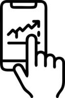 Close up of fingers scrolling through financial app on smartphone Set A vector