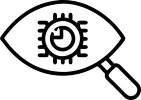 Close up of engineers eye through magnifying glass examining microchip Set A vector