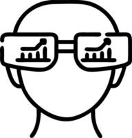 Close up of data scientist face with digital data reflected in glasses Set A vector