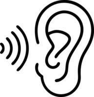 Close up of an ear with sound waves visualized around it and copy space Set A vector