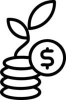 Close up of a stack of coins balancing a green leaf with copy space Set A vector