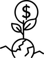 Close up of a sapling growing through a cracked coin with copy space Set A vector