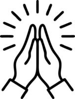 Close up of a person hands in prayer position with sun rays and copy space Set A vector