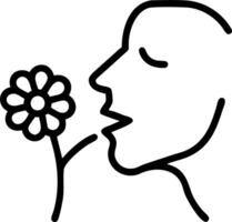 Close up of a person inhaling scent of a flower with copy space Set A vector