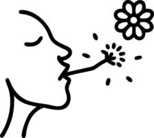 Close up of a person blowing on a dandelion with seeds floating and copy space Set A vector