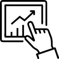 Close up of a managers hand pointing at growth charts on a tablet vector