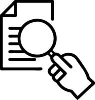 Close up of a hand holding a magnifying glass over a document Set 2 vector